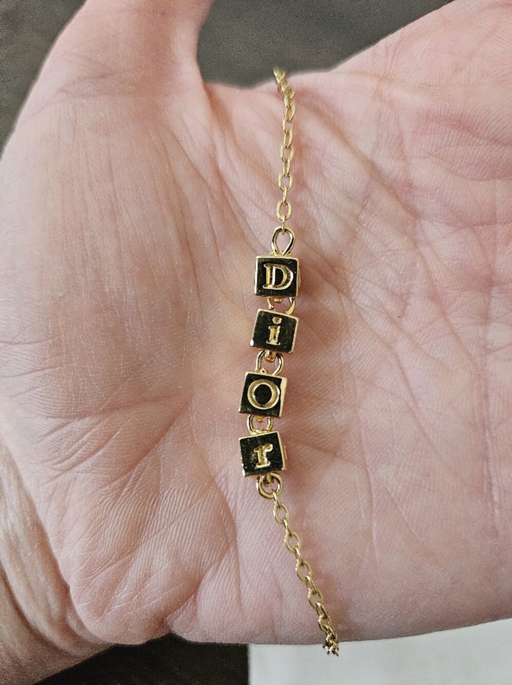 Christian Dior Gold Tone DIOR Cube Bracelet 6 3/4" + Dior Dust & Shopping Bag - Picture 9 of 9